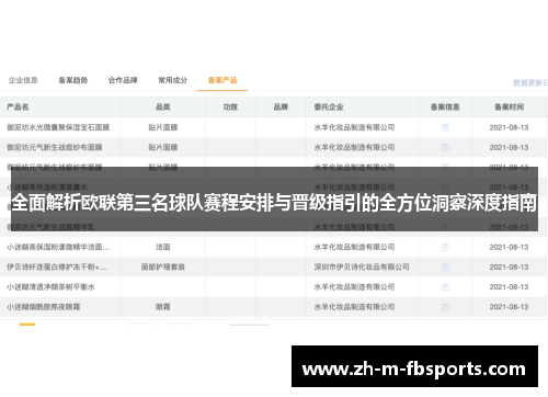 全面解析欧联第三名球队赛程安排与晋级指引的全方位洞察深度指南